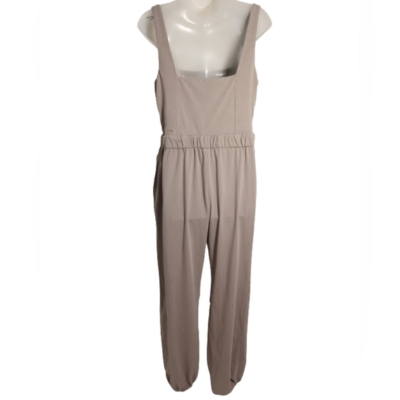 Anwnd Women’s Tan Corset Top Pull-On Straight Leg Jumpsuit Size Large - Picture 6 of 10